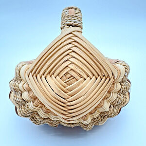 Vintage Buttocks Gathering Basket Small Miniature Gods Eye Wicker Grass